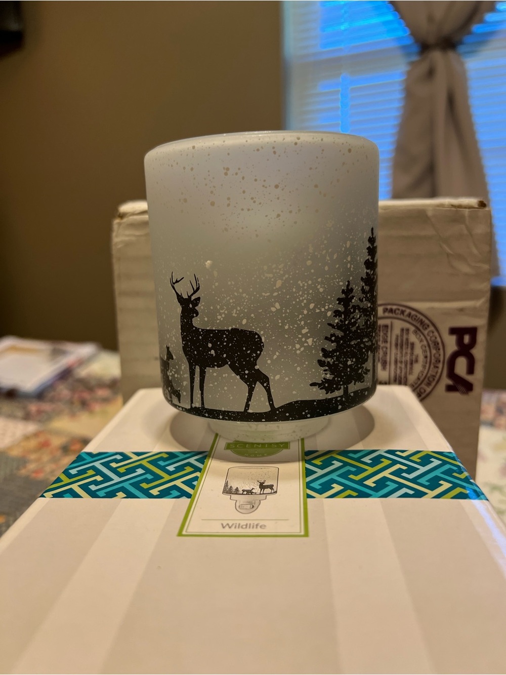 Scentsy White Frosted Glass Deer Candle Holder